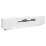 NNEVL TV Cabinet with LED Lights High Gloss White 180x35x40 cm