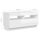 NNEVL TV Cabinet with LED Lights High Gloss White 180x35x40 cm