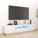 NNEVL TV Cabinet with LED Lights High Gloss White 180x35x40 cm