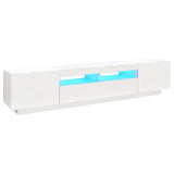 NNEVL TV Cabinet with LED Lights White 200x35x40 cm