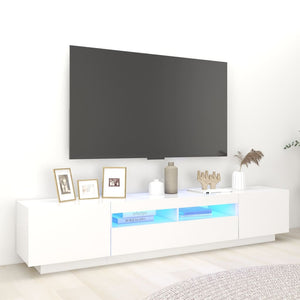 NNEVL TV Cabinet with LED Lights White 200x35x40 cm