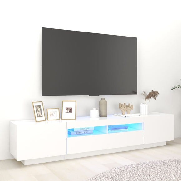 NNEVL TV Cabinet with LED Lights White 200x35x40 cm
