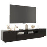 NNEVL TV Cabinet with LED Lights Black 200x35x40 cm