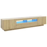 NNEVL TV Cabinet with LED Lights Sonoma Oak 200x35x40 cm