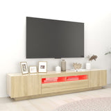 NNEVL TV Cabinet with LED Lights Sonoma Oak 200x35x40 cm