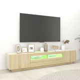 NNEVL TV Cabinet with LED Lights Sonoma Oak 200x35x40 cm