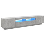 NNEVL TV Cabinet with LED Lights Concrete Grey 200x35x40 cm
