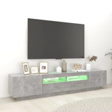 NNEVL TV Cabinet with LED Lights Concrete Grey 200x35x40 cm