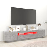 NNEVL TV Cabinet with LED Lights Concrete Grey 200x35x40 cm
