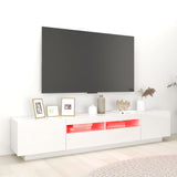 NNEVL TV Cabinet with LED Lights High Gloss White 200x35x40 cm