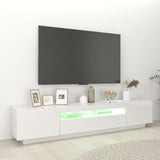 NNEVL TV Cabinet with LED Lights High Gloss White 200x35x40 cm