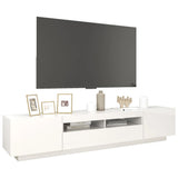 NNEVL TV Cabinet with LED Lights High Gloss White 200x35x40 cm