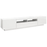 NNEVL TV Cabinet with LED Lights High Gloss White 200x35x40 cm