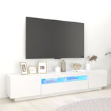 NNEVL TV Cabinet with LED Lights High Gloss White 200x35x40 cm