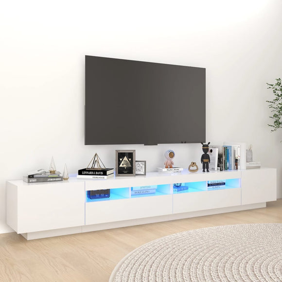 NNEVL TV Cabinet with LED Lights White 260x35x40 cm