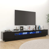 NNEVL TV Cabinet with LED Lights Black 260x35x40 cm