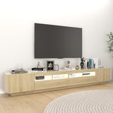 NNEVL TV Cabinet with LED Lights Sonoma Oak 260x35x40 cm