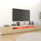 NNEVL TV Cabinet with LED Lights Sonoma Oak 260x35x40 cm