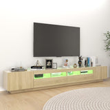 NNEVL TV Cabinet with LED Lights Sonoma Oak 260x35x40 cm
