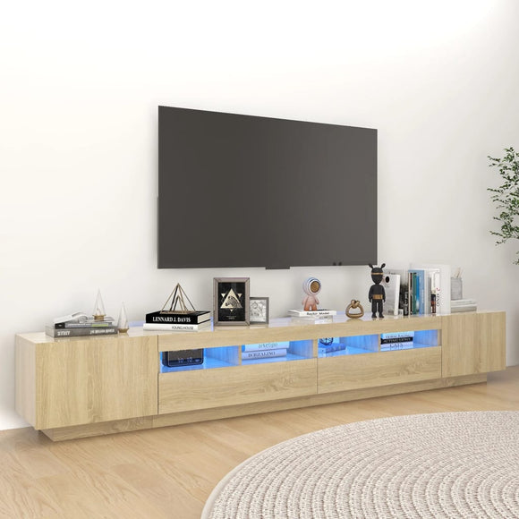 NNEVL TV Cabinet with LED Lights Sonoma Oak 260x35x40 cm