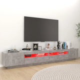 NNEVL TV Cabinet with LED Lights Concrete Grey 260x35x40 cm