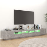 NNEVL TV Cabinet with LED Lights Concrete Grey 260x35x40 cm