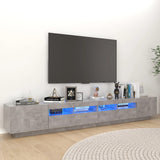 NNEVL TV Cabinet with LED Lights Concrete Grey 260x35x40 cm