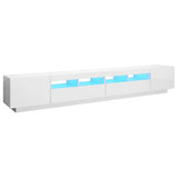 NNEVL TV Cabinet with LED Lights High Gloss White 260x35x40 cm
