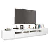 NNEVL TV Cabinet with LED Lights High Gloss White 260x35x40 cm