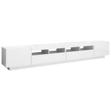 NNEVL TV Cabinet with LED Lights High Gloss White 260x35x40 cm