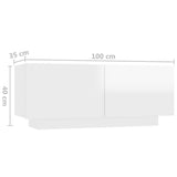 NNEVL TV Cabinet with LED Lights High Gloss White 260x35x40 cm