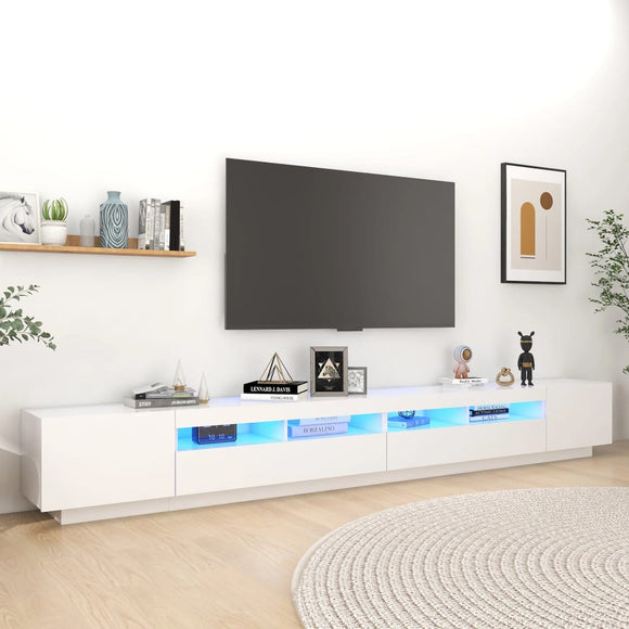 NNEVL TV Cabinet with LED Lights White 300x35x40 cm