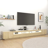 NNEVL TV Cabinet with LED Lights Sonoma Oak 300x35x40 cm