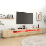 NNEVL TV Cabinet with LED Lights Sonoma Oak 300x35x40 cm
