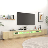 NNEVL TV Cabinet with LED Lights Sonoma Oak 300x35x40 cm