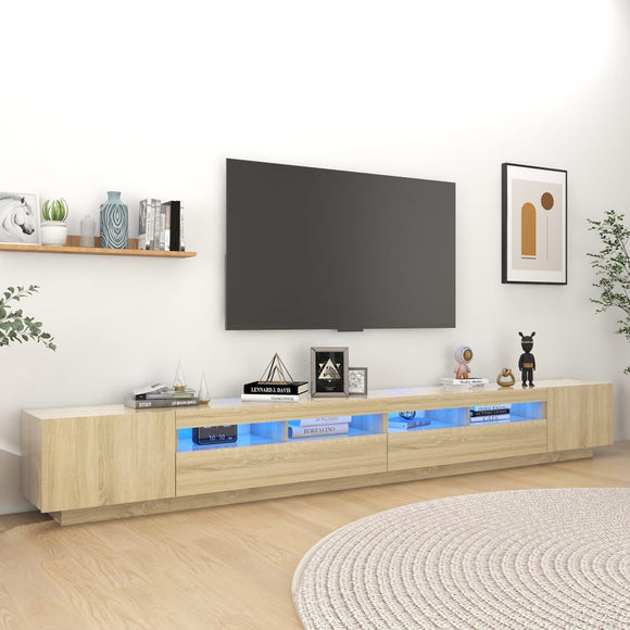 NNEVL TV Cabinet with LED Lights Sonoma Oak 300x35x40 cm