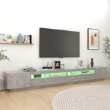 NNEVL TV Cabinet with LED Lights Concrete Grey 300x35x40 cm