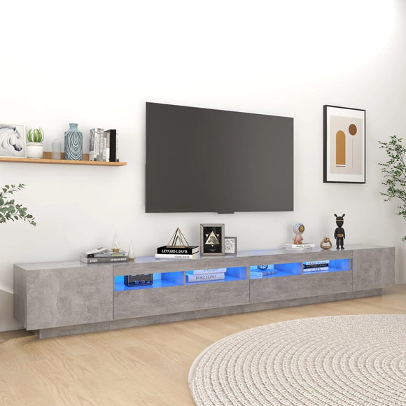 NNEVL TV Cabinet with LED Lights Concrete Grey 300x35x40 cm