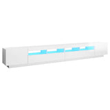 NNEVL TV Cabinet with LED Lights High Gloss White 300x35x40 cm
