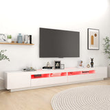 NNEVL TV Cabinet with LED Lights High Gloss White 300x35x40 cm