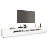 NNEVL TV Cabinet with LED Lights High Gloss White 300x35x40 cm