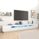 NNEVL TV Cabinet with LED Lights High Gloss White 300x35x40 cm