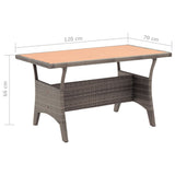 NNEVL Garden Table Grey 120x70x66 cm Poly Rattan