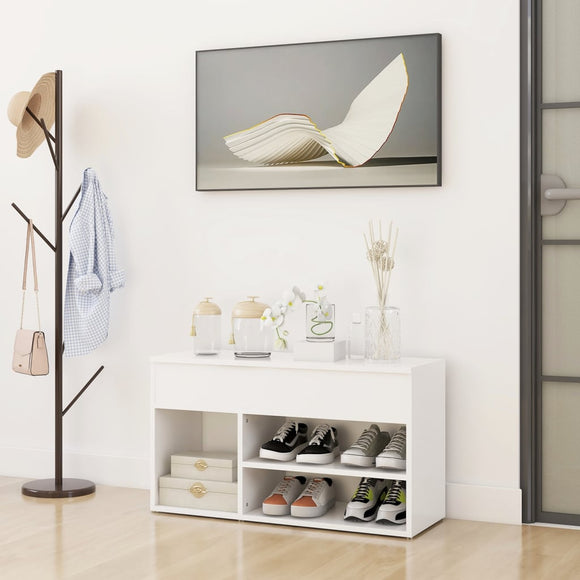 NNEVL Shoe Bench White 80x30x45 cm Chipboard