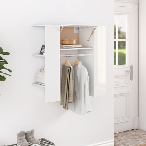 NNEVL Hallway Cabinet High Gloss White 97.5x37x99 cm Engineered Wood