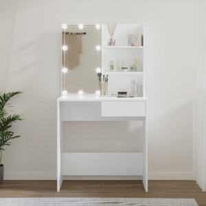 NNEVL Dressing Table with LED White 74.5x40x141 cm