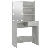 NNEVL Dressing Table with LED Concrete Grey 74.5x40x141 cm
