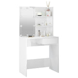 NNEVL Dressing Table with LED High Gloss White 74.5x40x141 cm