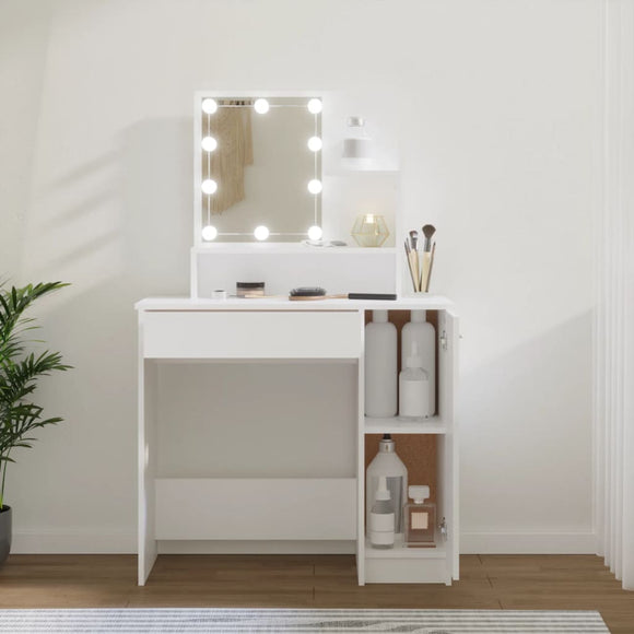 NNEVL Dressing Table with LED White 86.5x35x136 cm