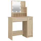 NNEVL Dressing Table with LED Sonoma Oak 86.5x35x136 cm